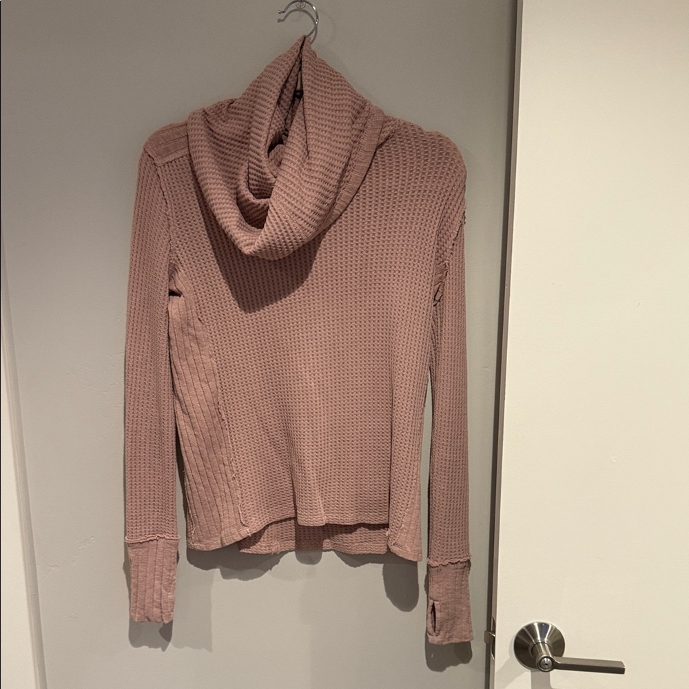 We The Free Mauve Cowl Neck Sweater